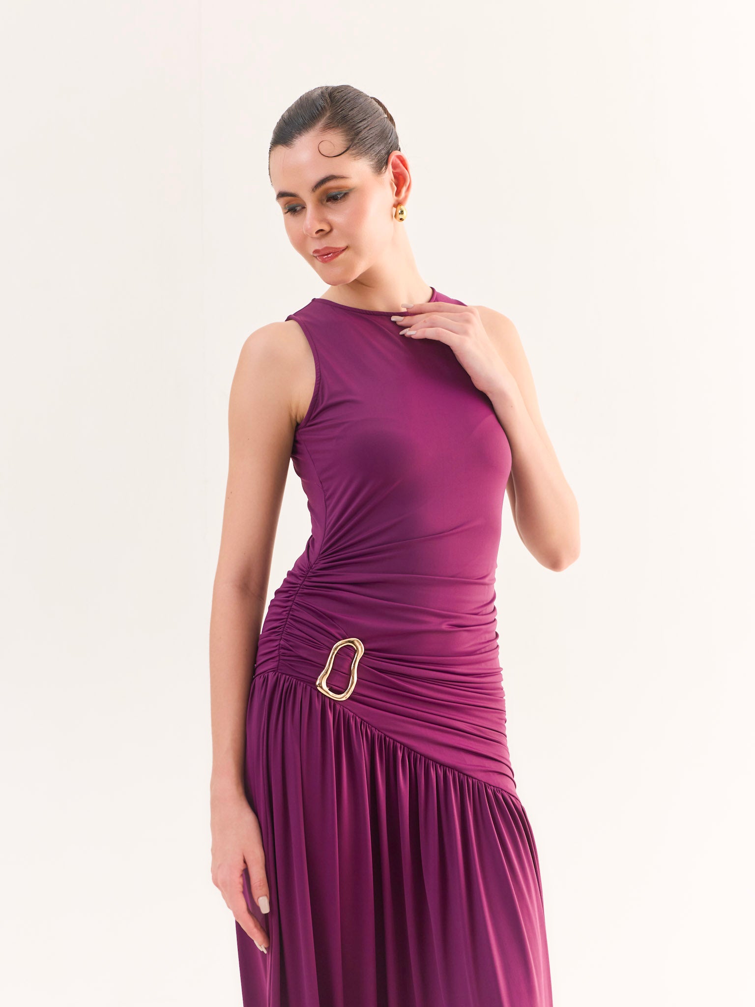 AUBREY Plum Drop Waist Maxi Dress | Women's Party & Occasion Dress