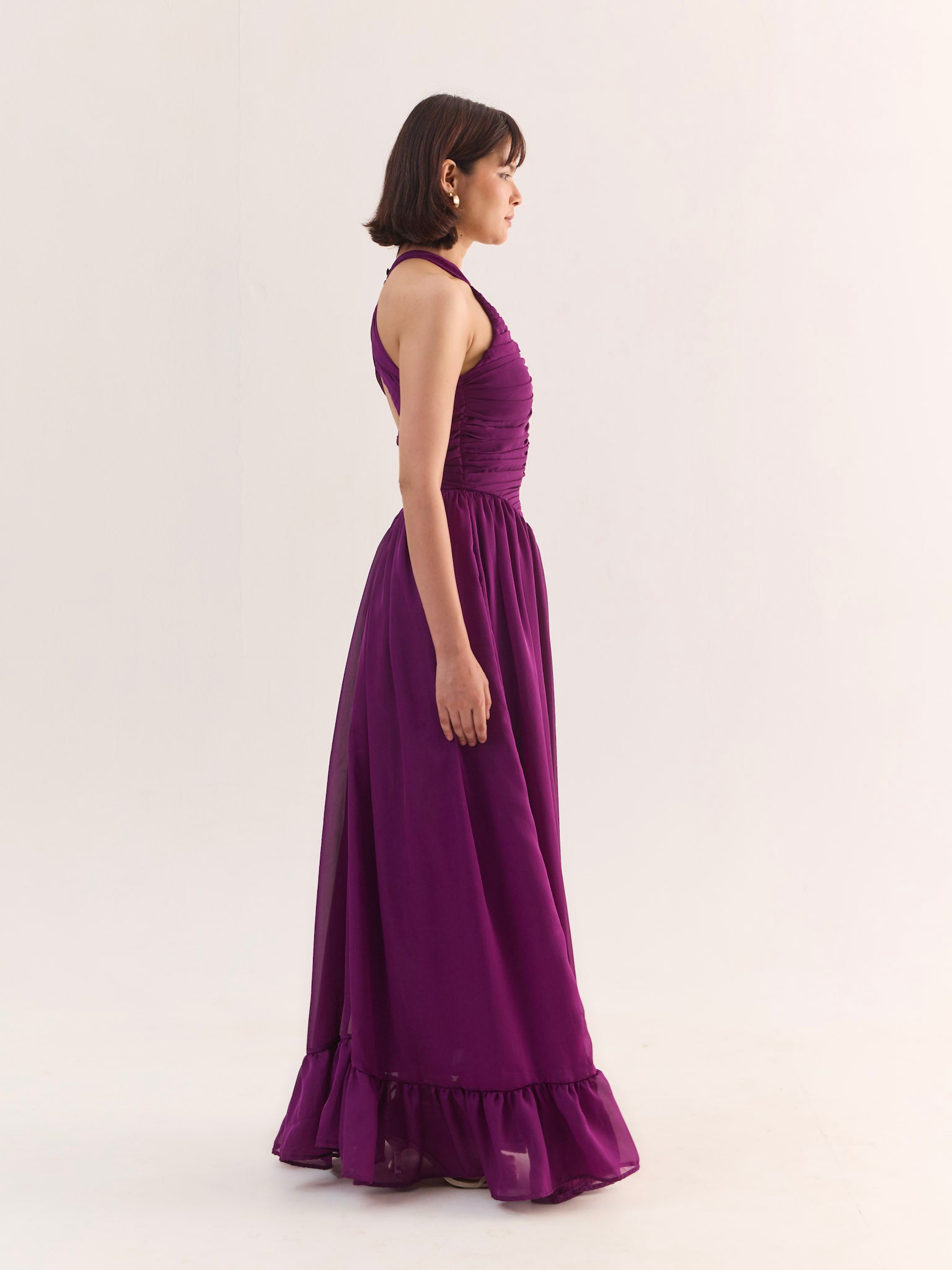 LOLA Halter Neck Flared Maxi Dress