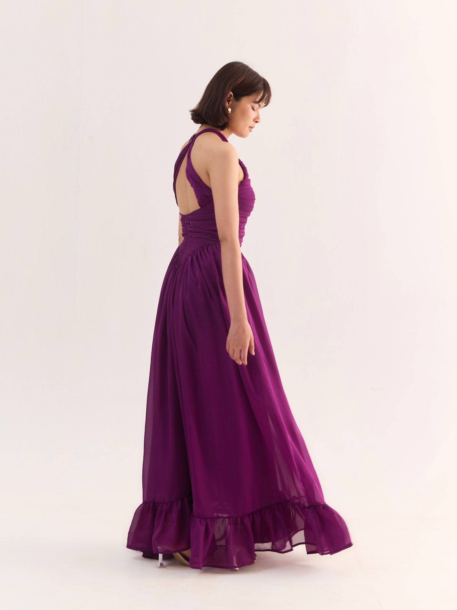 LOLA Halter Neck Flared Maxi Dress