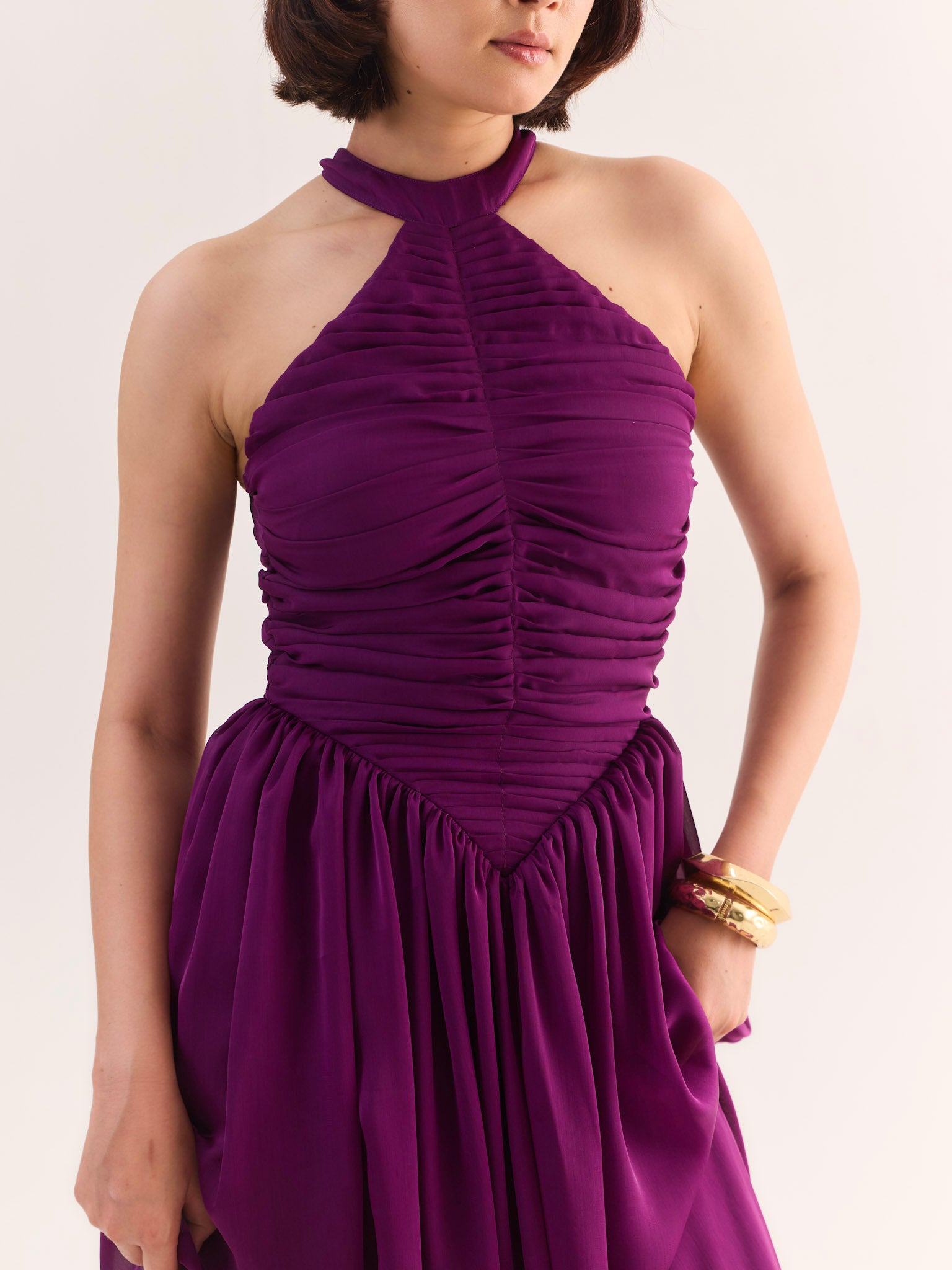 LOLA Halter Neck Flared Maxi Dress