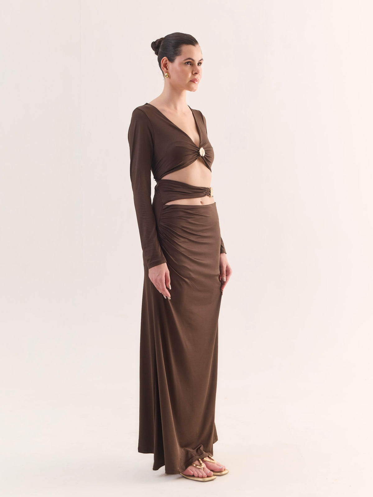 SABINE Cocoa Cut-Out Maxi Dress