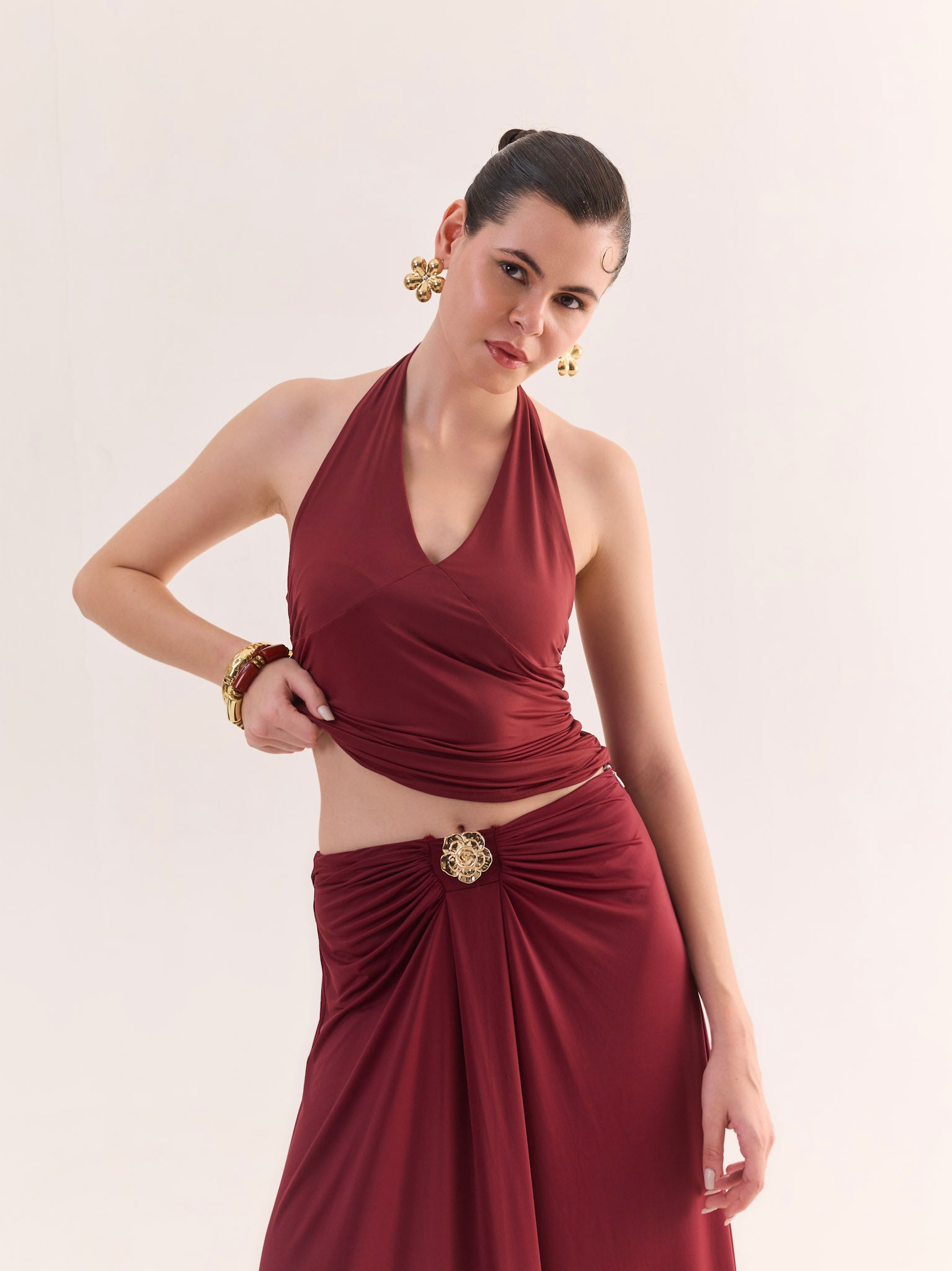 ERICA Halter neck top and Draped Skirt Co-ord Set