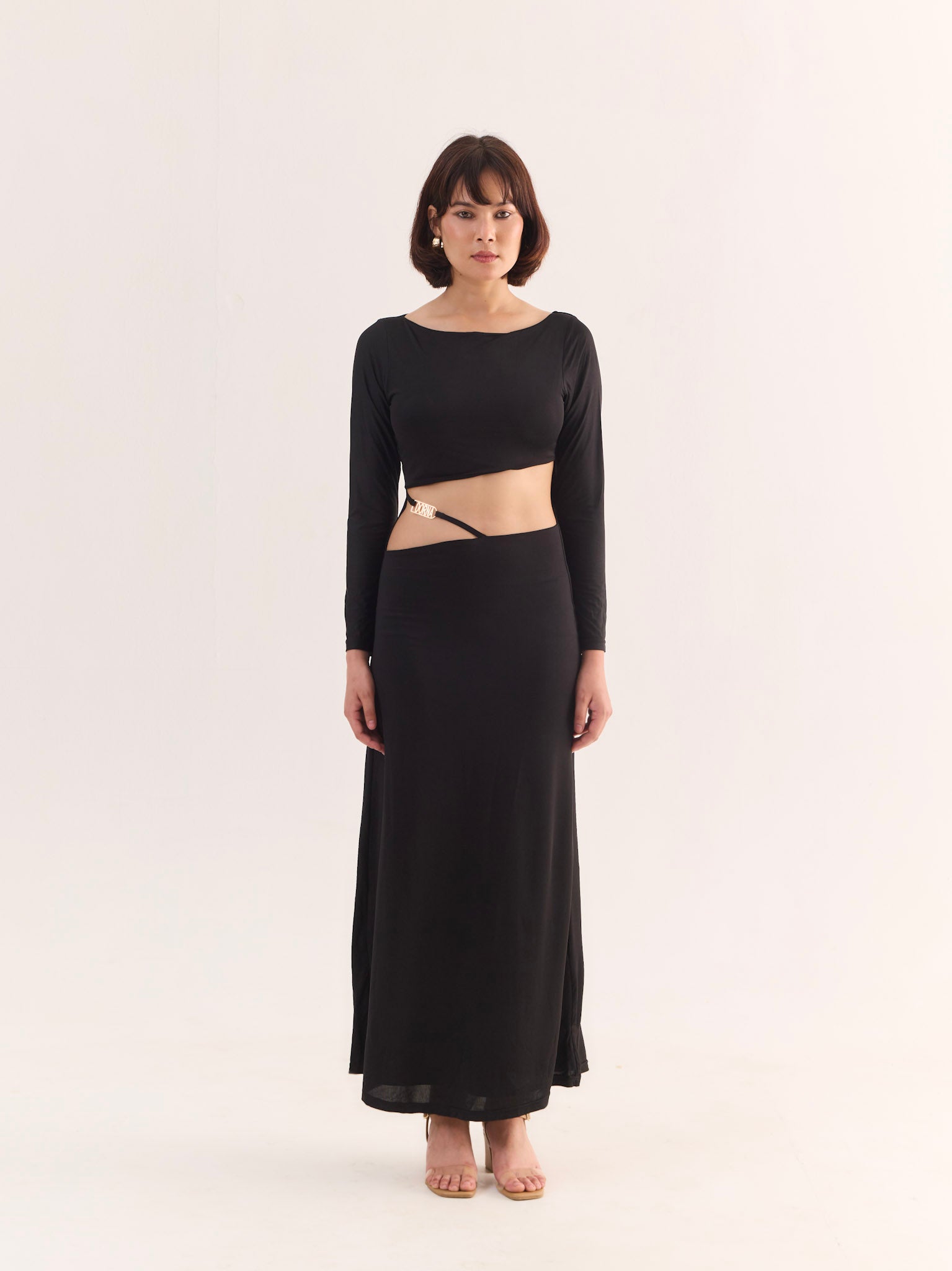DORNA Black Cut-out Maxi Dress