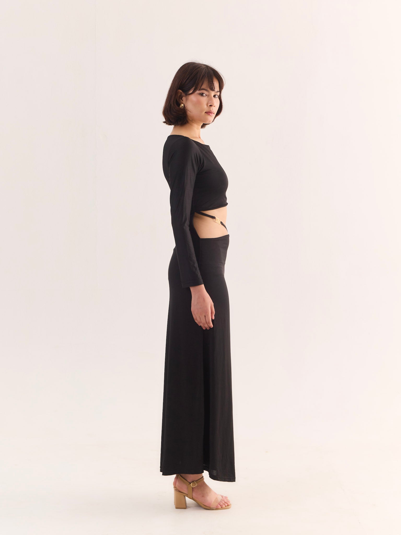 DORNA Black Cut-out Maxi Dress