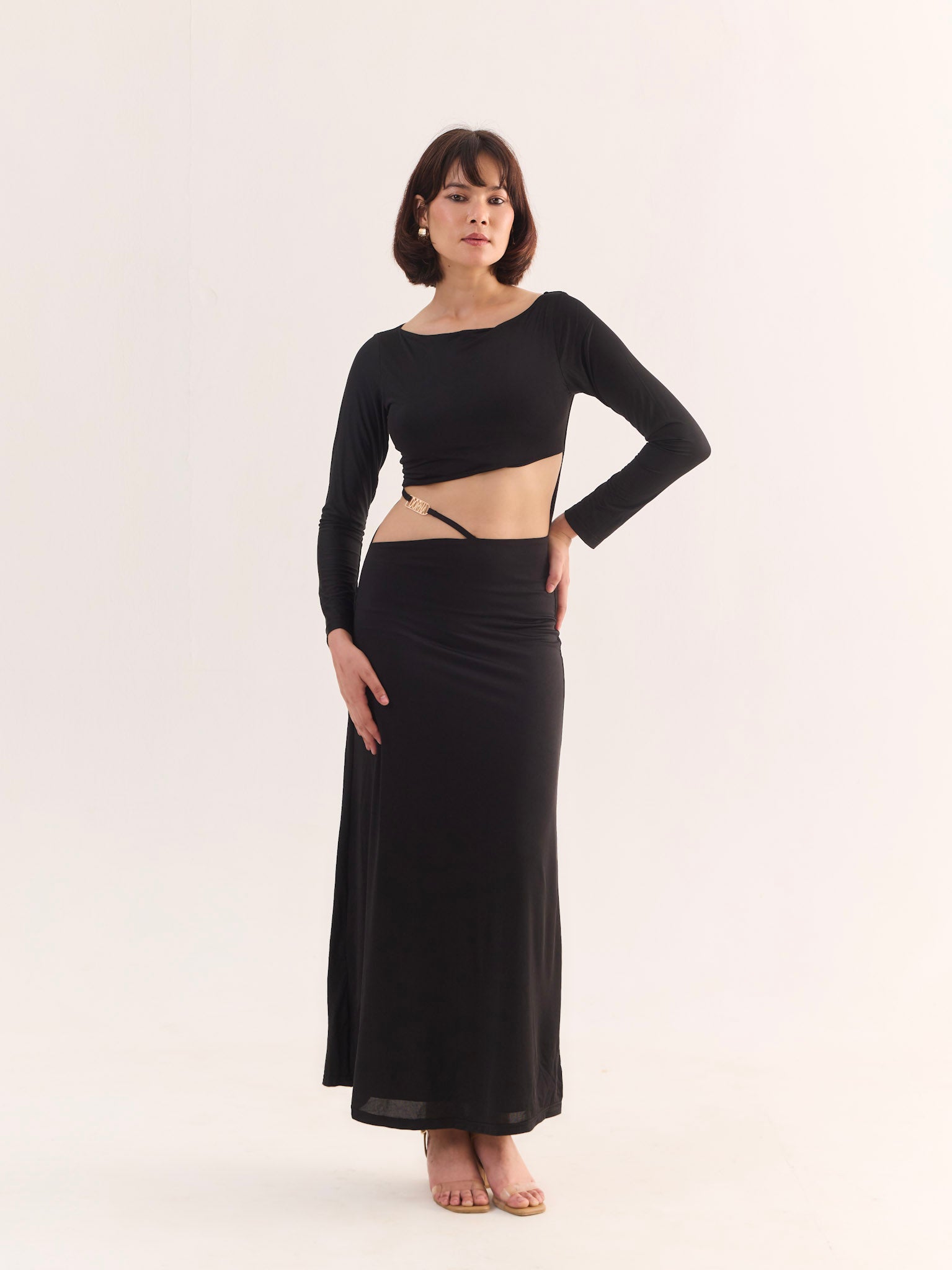 DORNA Black Cut-out Maxi Dress