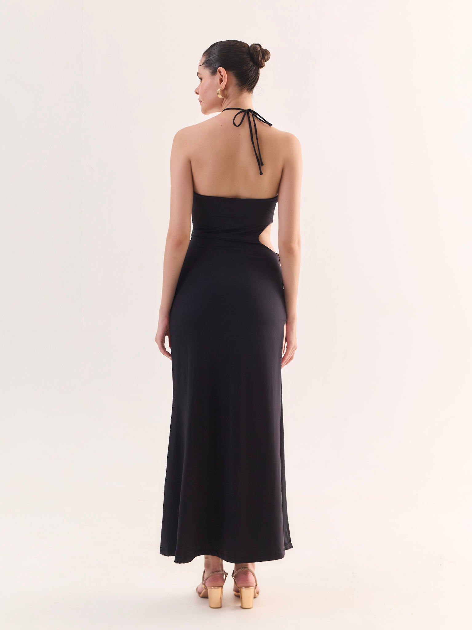 AMAYA Black Cut-Out Maxi Dress