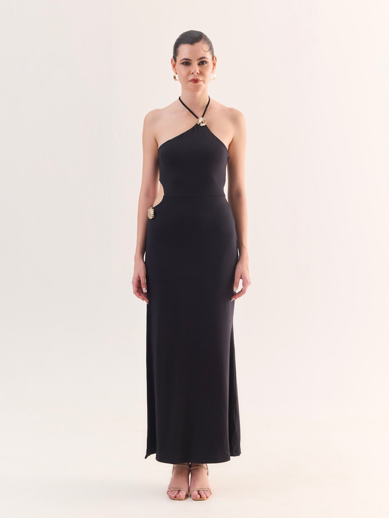 AMAYA Black Cut-Out Maxi Dress