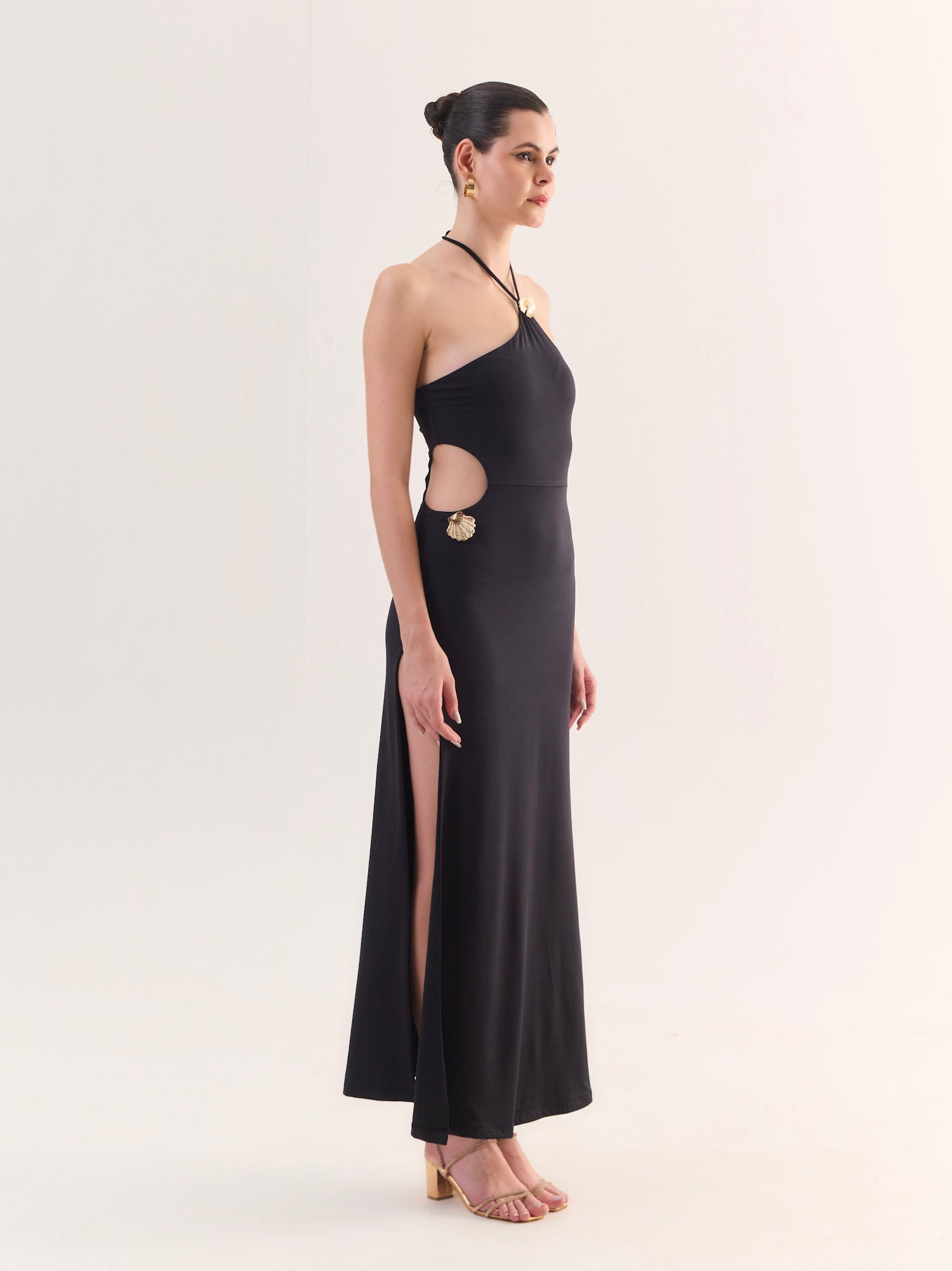 AMAYA Black Cut-Out Maxi Dress