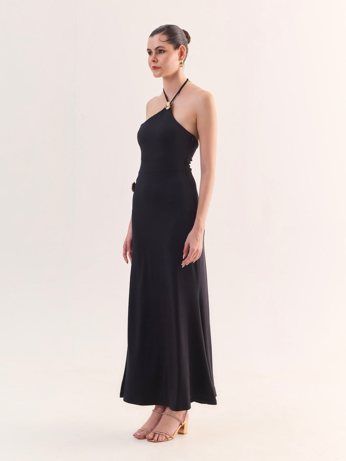 AMAYA Black Cut-Out Maxi Dress