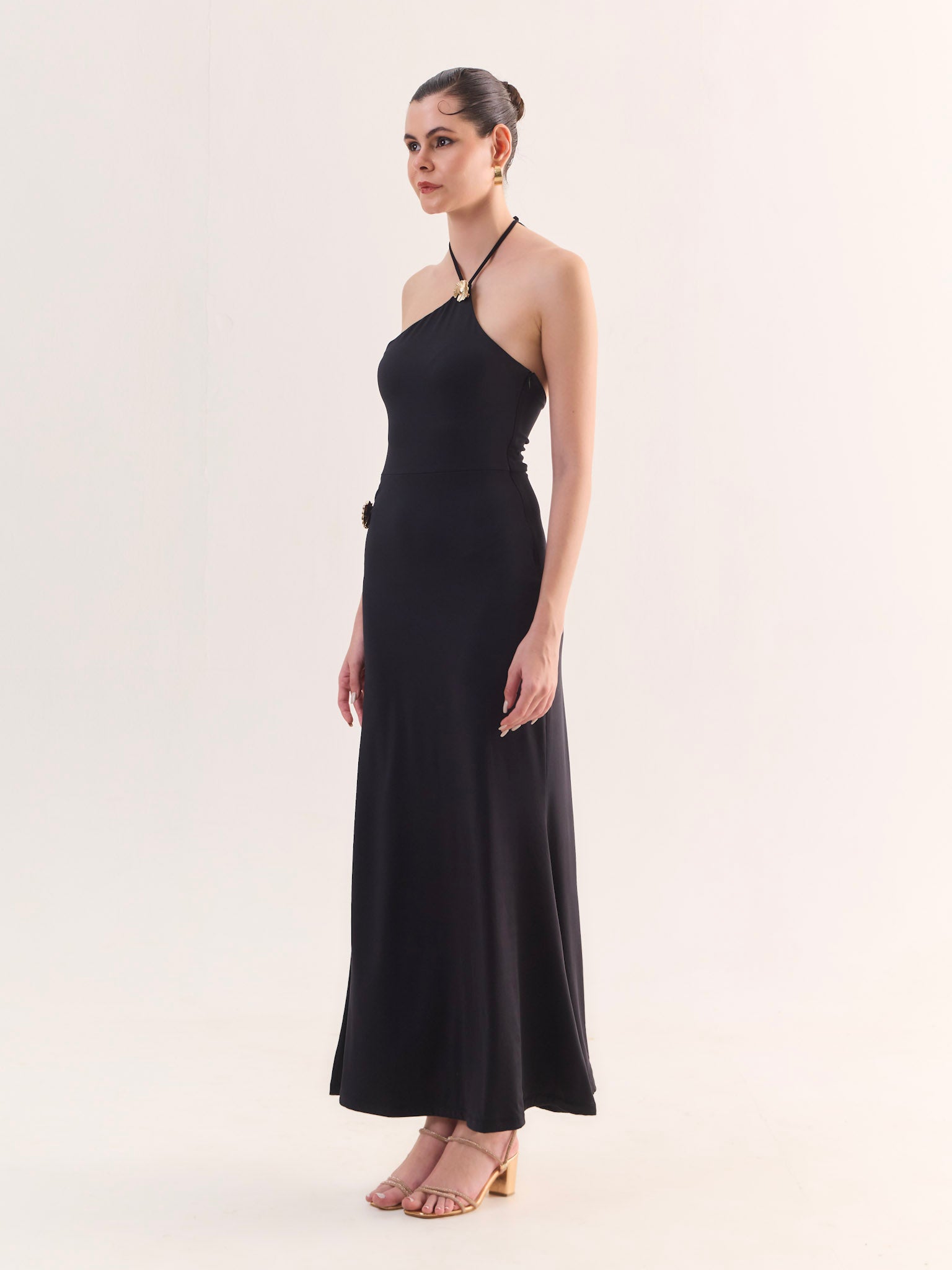 AMAYA Black Cut-Out Maxi Dress