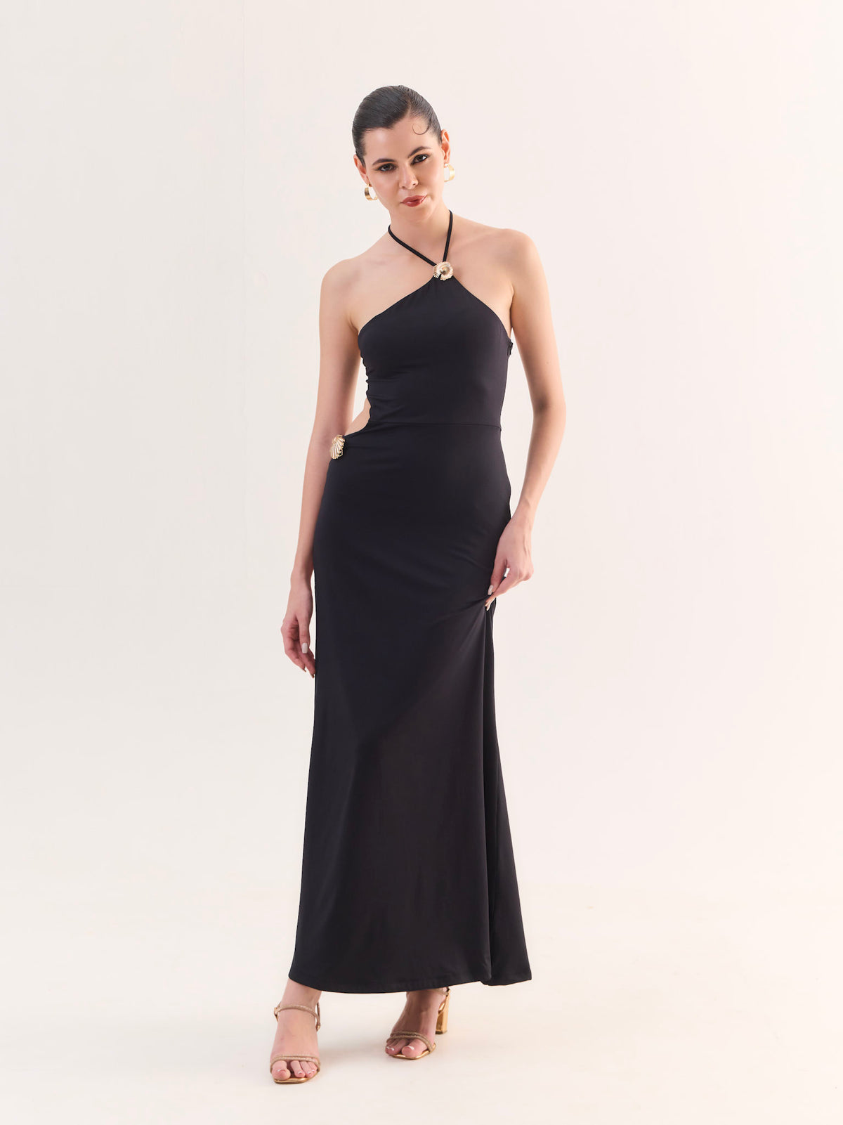AMAYA Black Cut-Out Maxi Dress