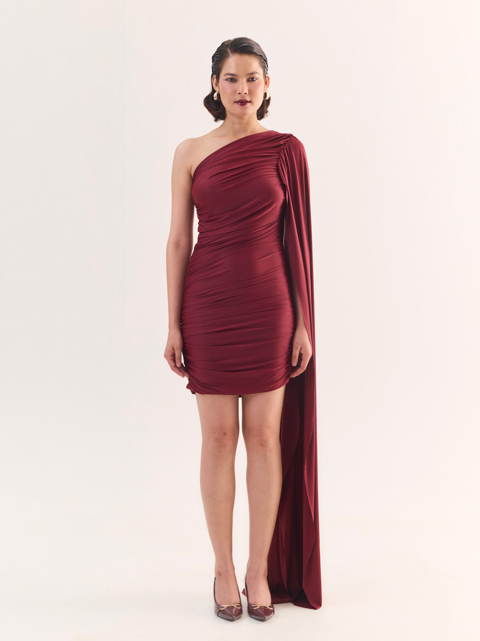 Scarlett One-Shoulder Drape Mini Dress