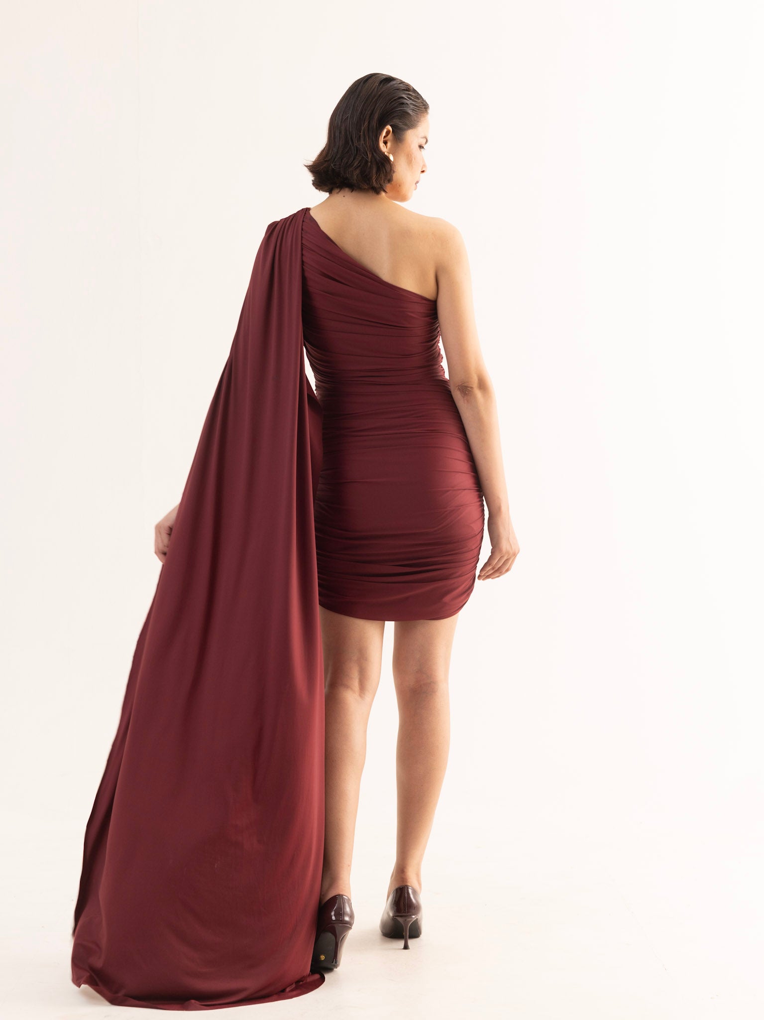 Scarlett One-Shoulder Drape Mini Dress