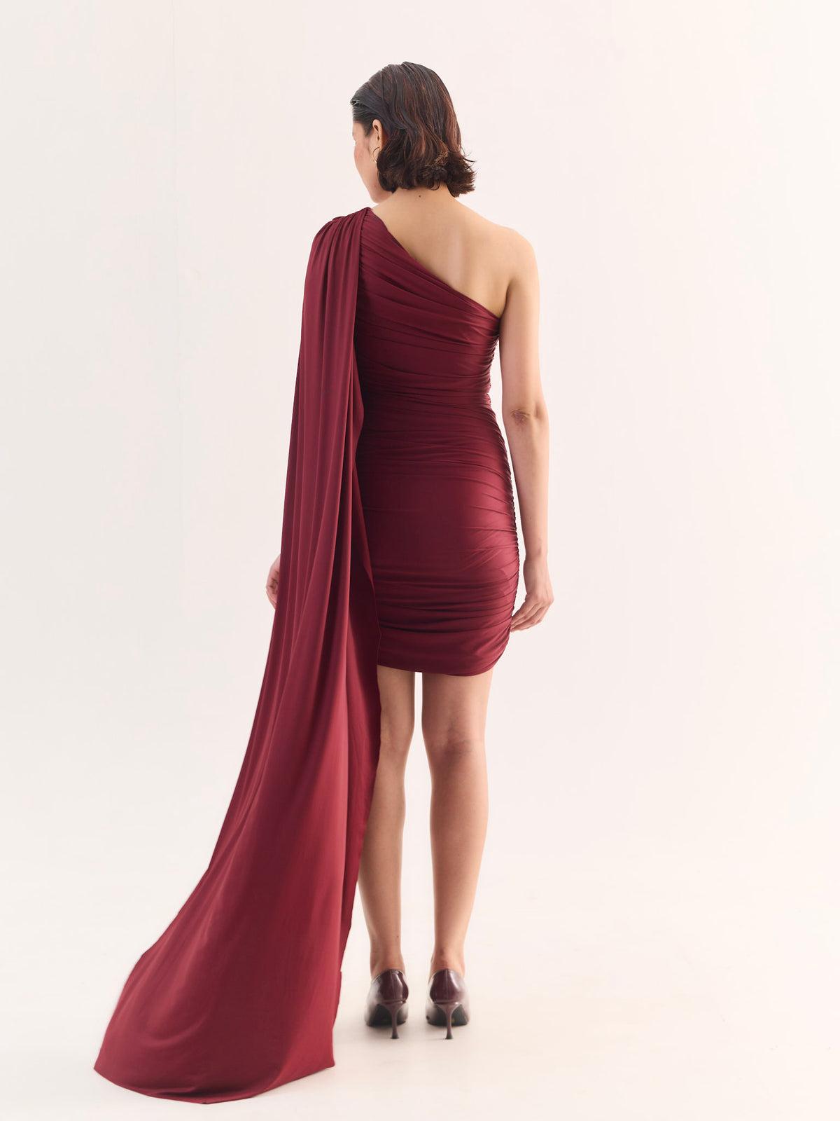 SCARLETT One-Shoulder Drape Mini Dress