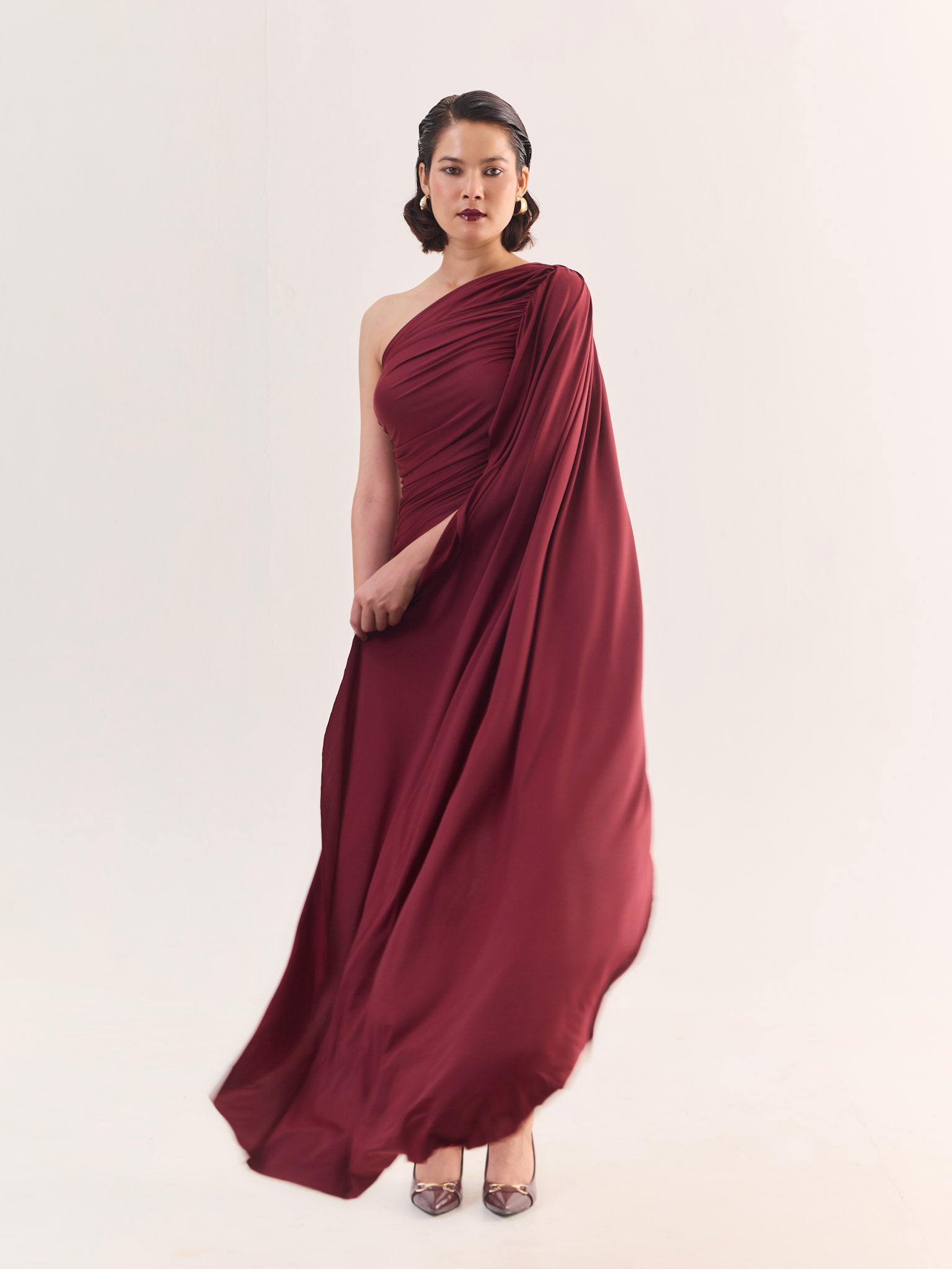 Scarlett One-Shoulder Drape Mini Dress