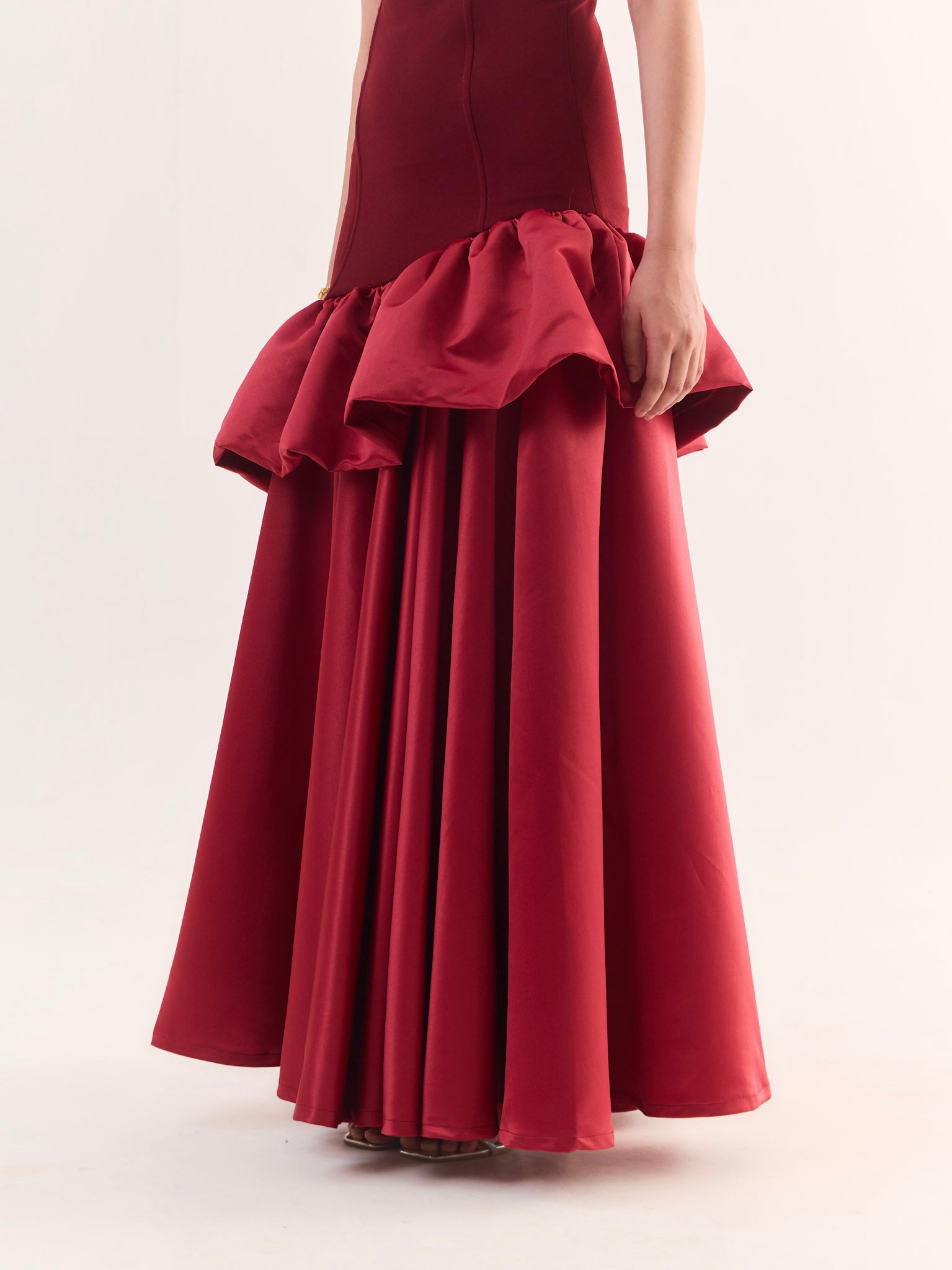 VICTORIA Strapless Peplum Drop Waist Maxi Dress