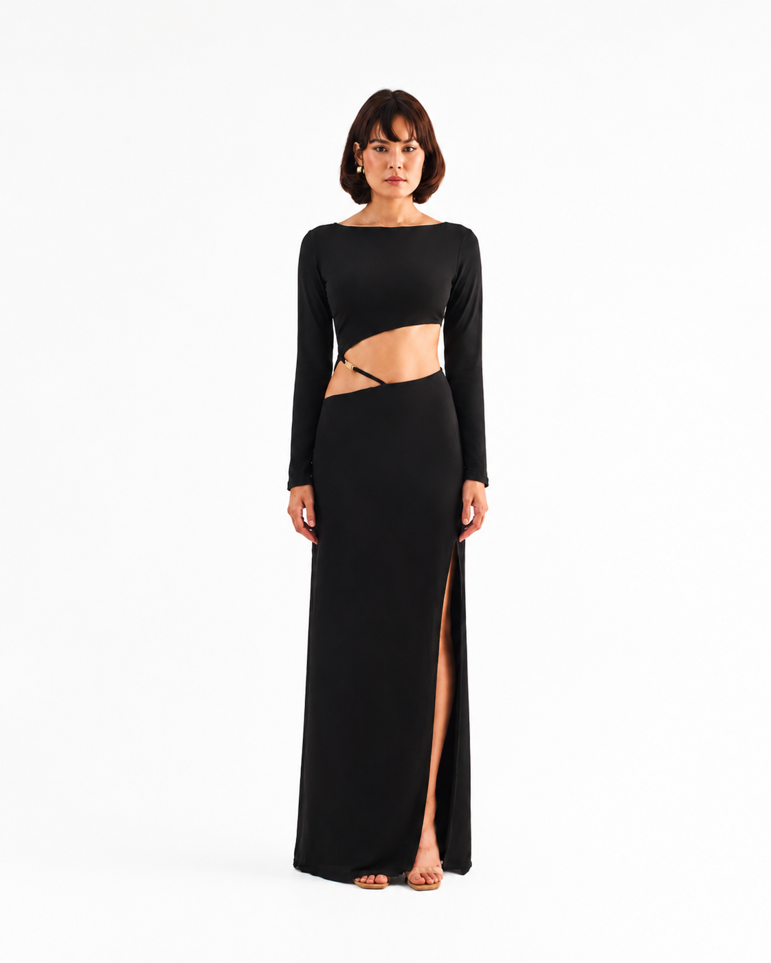 DORNA Black Cut-out Maxi Dress