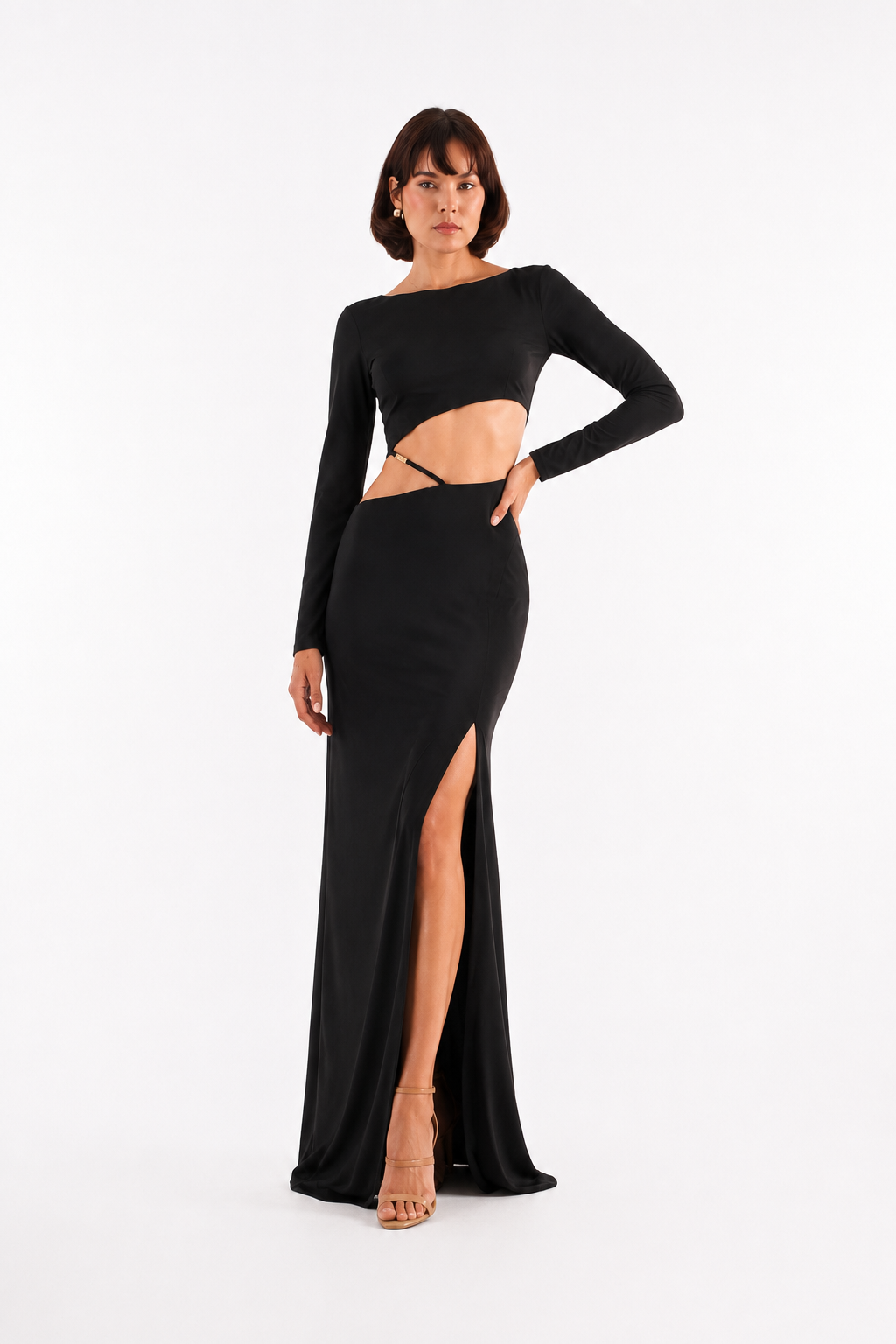 DORNA Black Cut-out Maxi Dress