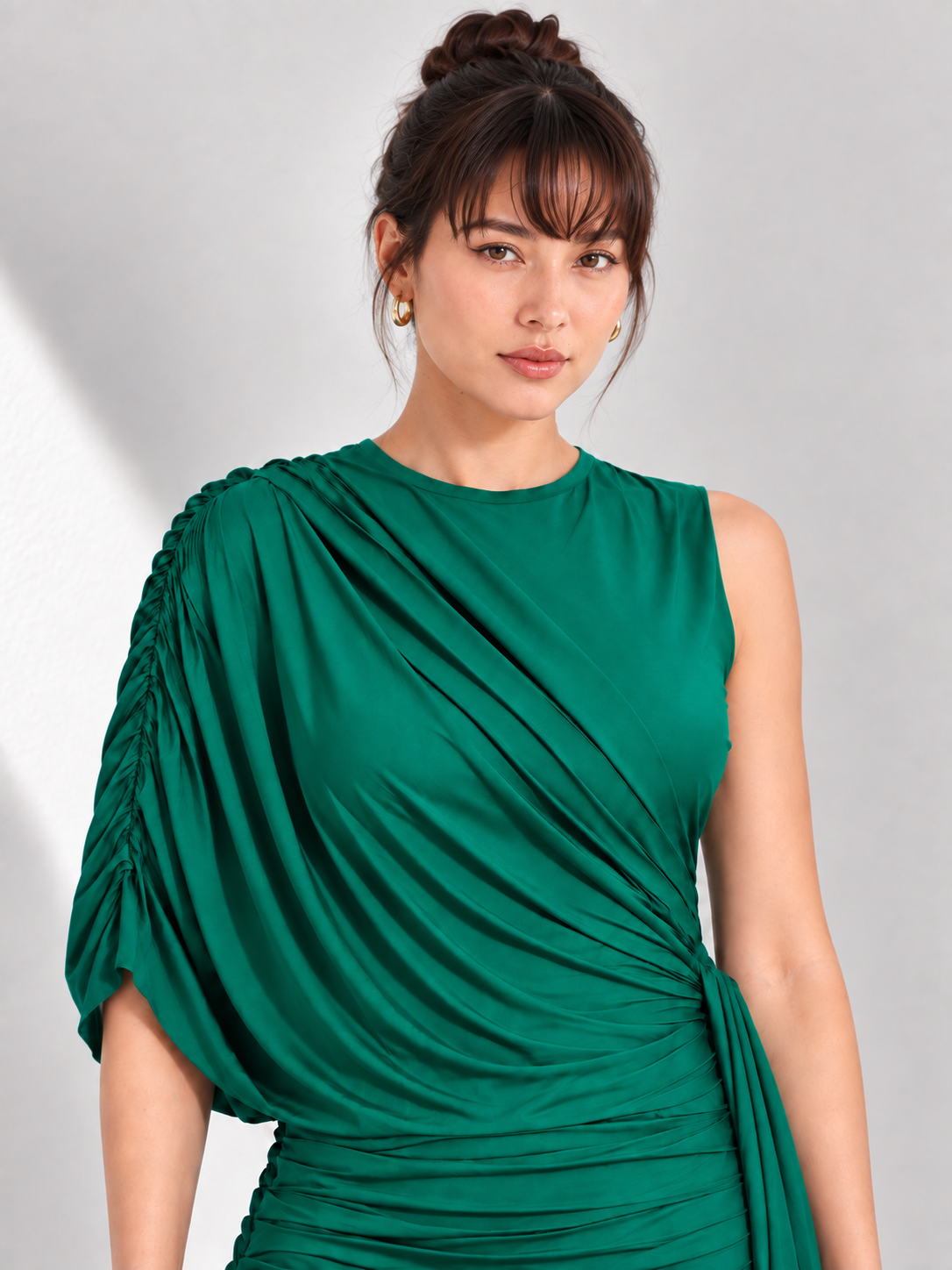 ELOISE Emerald Draped Mini Dress