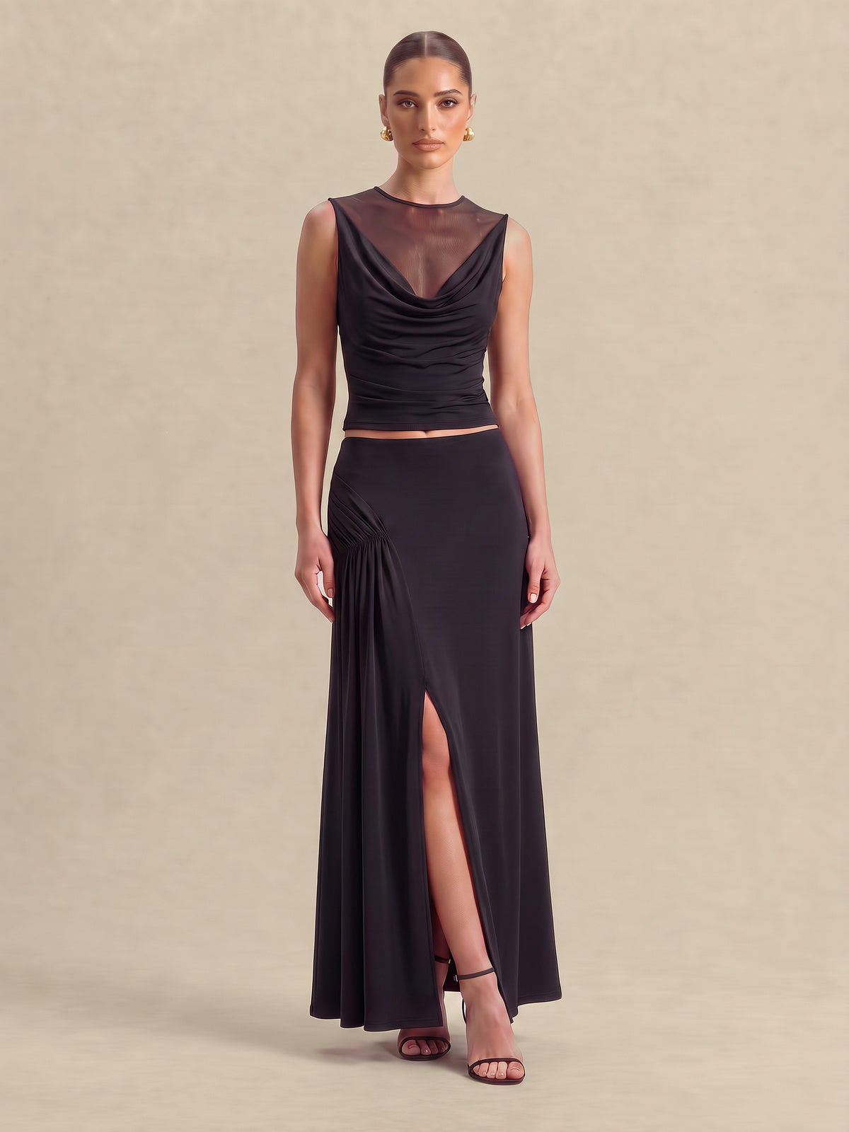 IRINA Draped cowl top & Maxi Co-ord Set