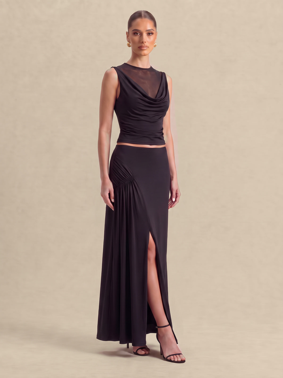 IRINA Draped cowl top & Maxi Co-ord Set
