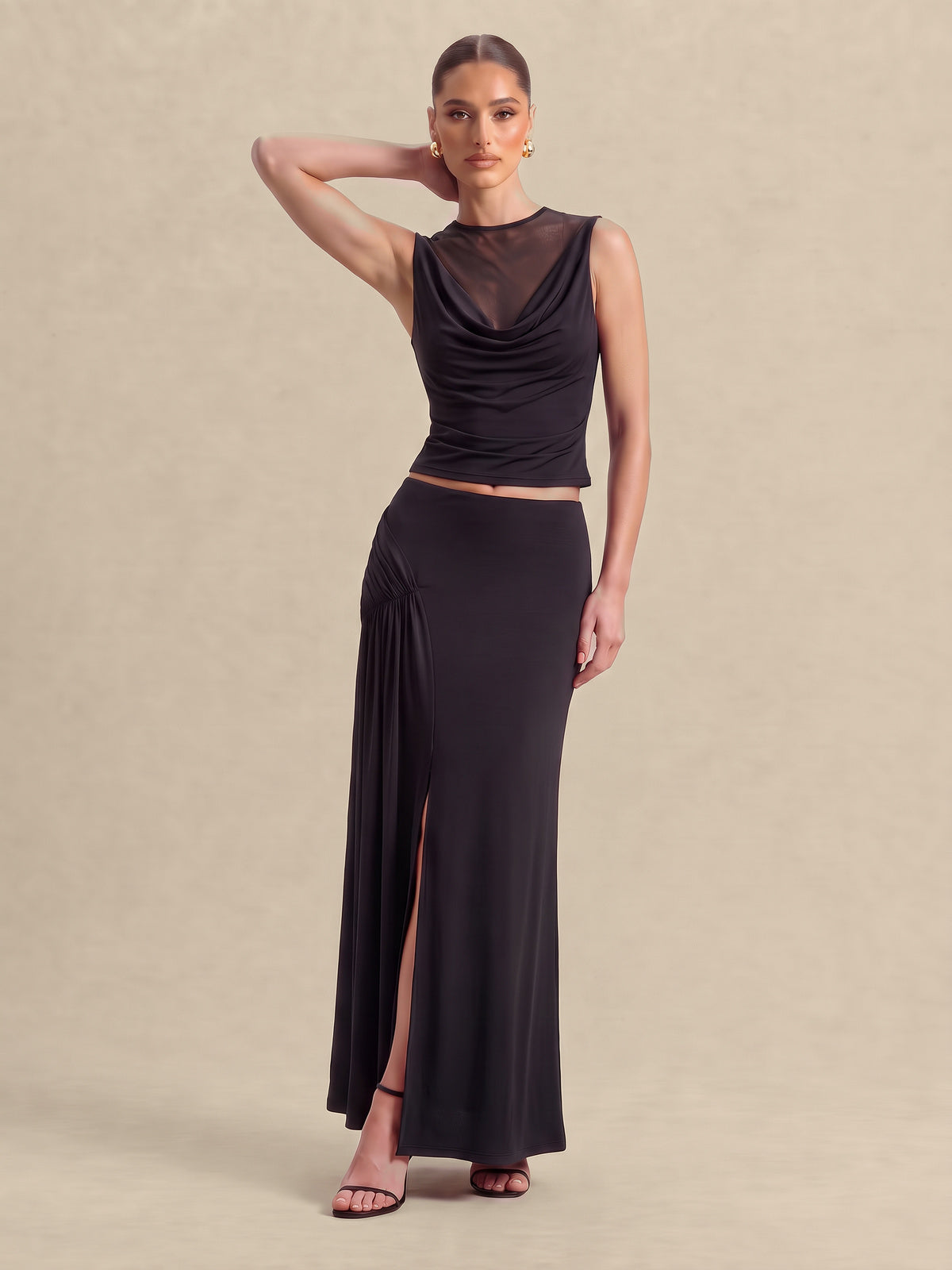 IRINA Draped cowl top & Maxi Co-ord Set