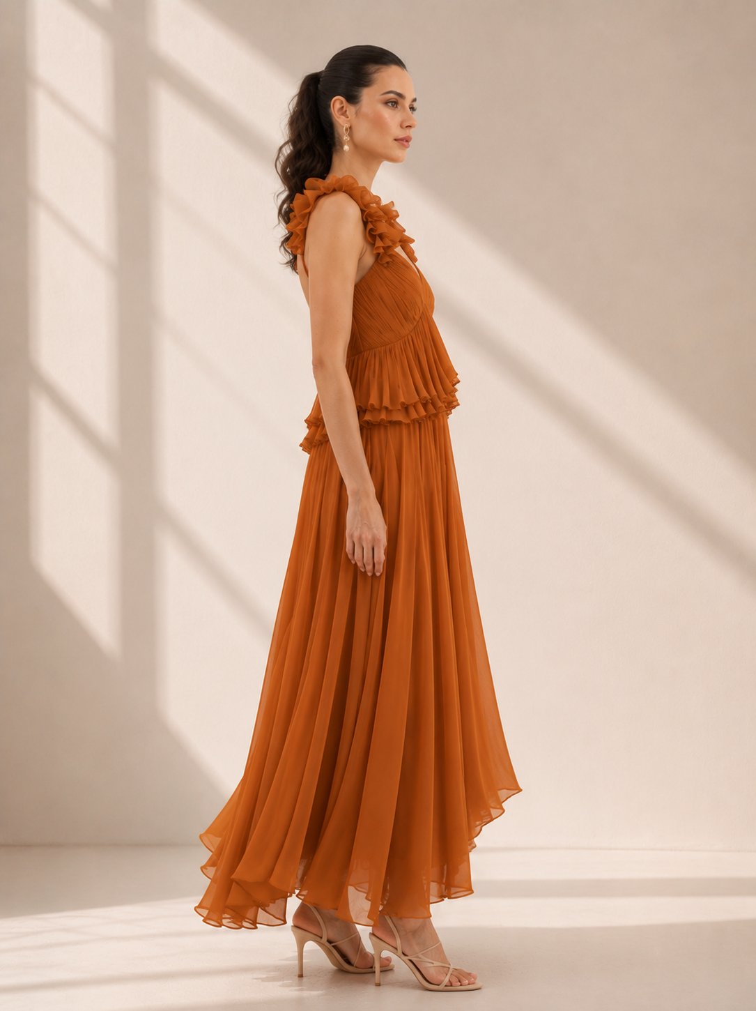 ANNA Fluid Ruffled Maxi Dress