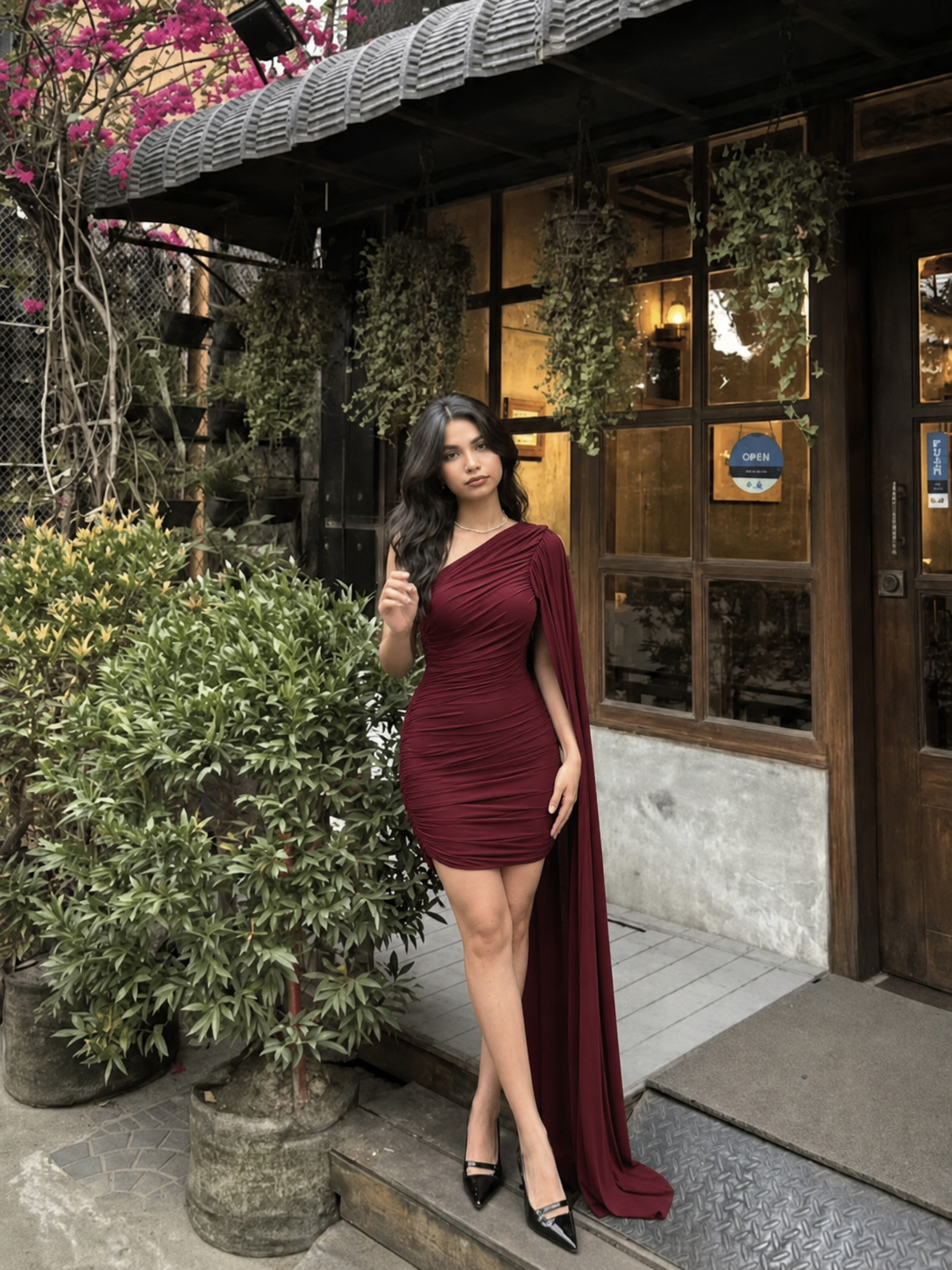 SCARLETT One-Shoulder Drape Mini Dress