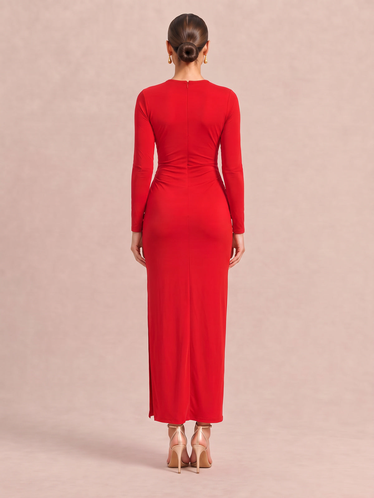 THEA Crimson Red Rosette Maxi Dress