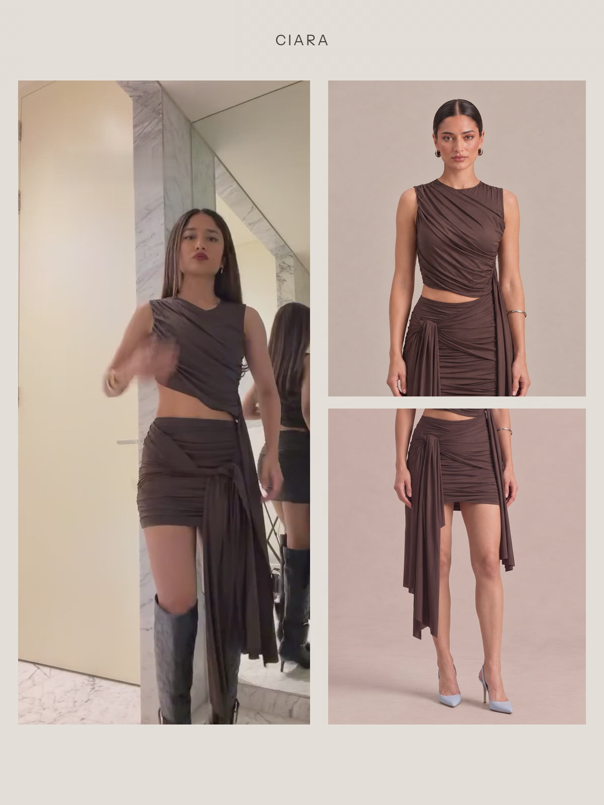 CIARA Draped Top & Mini Skirt Co-ord Set