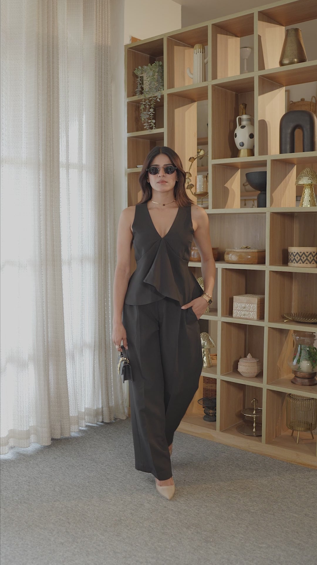 AARIA Peplum Tailored Black Set