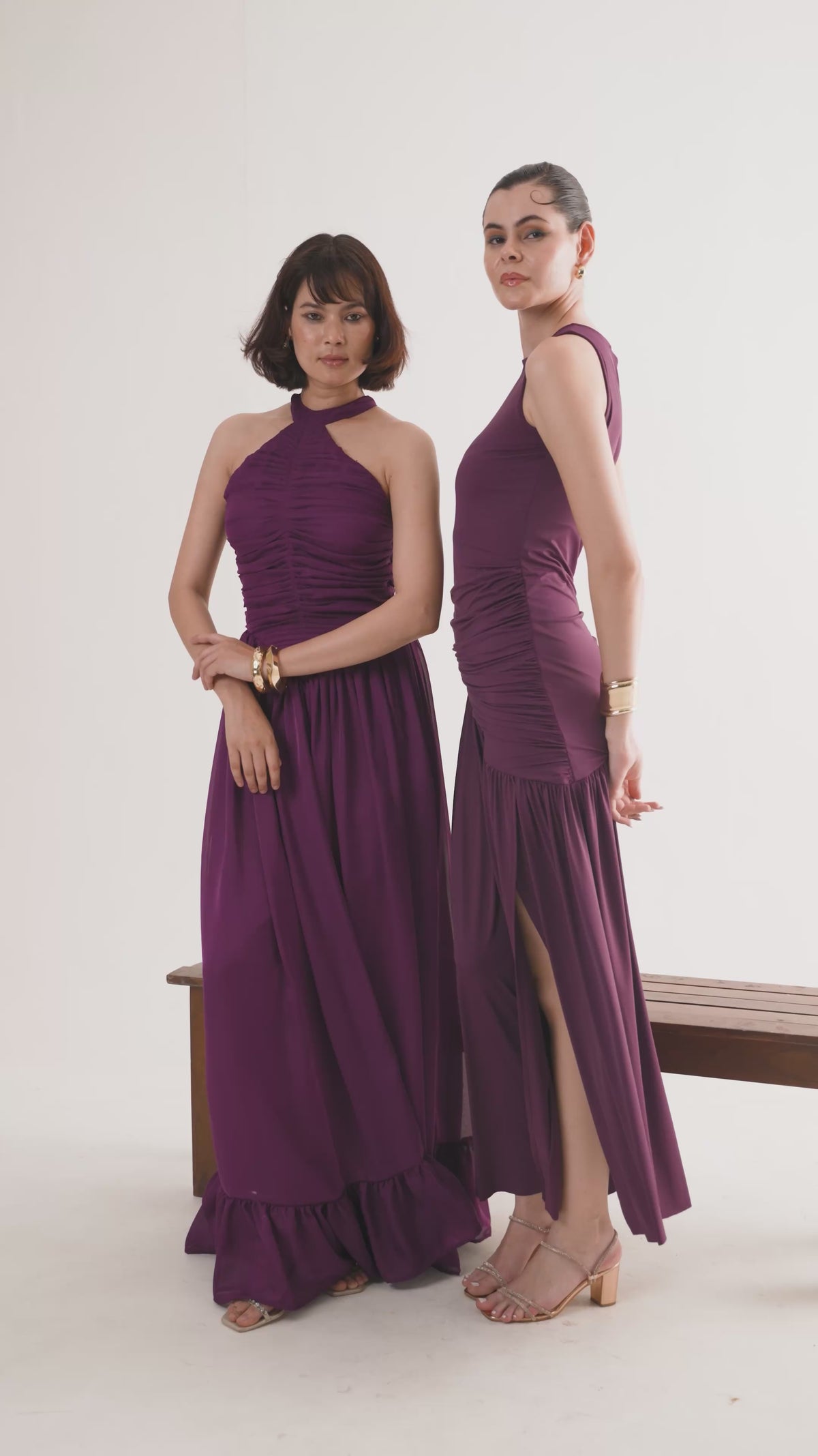 LOLA Halter Neck Flared Maxi Dress